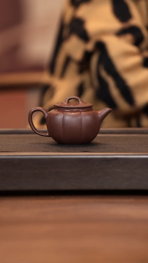 茶壶紫砂月亮紫砂 南瓜 筋纹