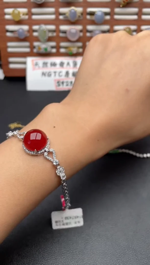 玛瑙/玉髓戒指银S925镶嵌一物一证一礼盒