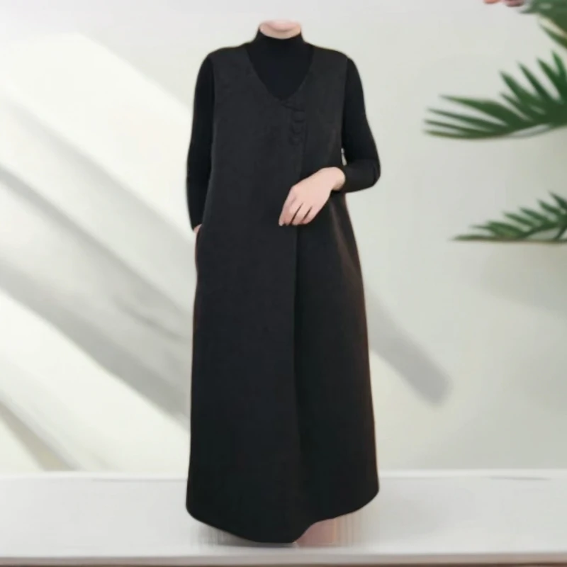 2025年春秋季无袖休闲洋气百搭轻奢时尚气质宽松舒适中长款马甲裙