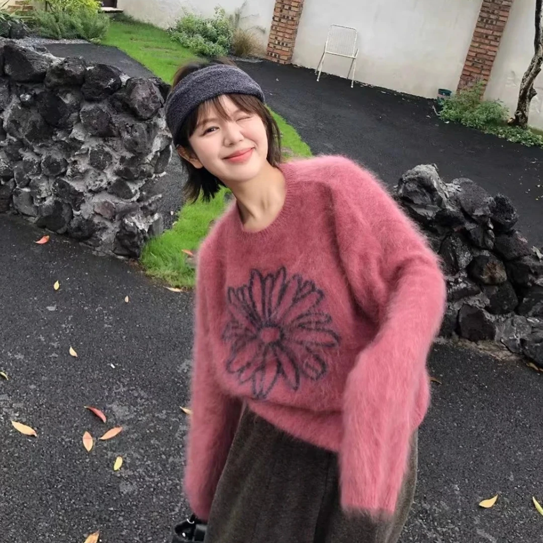 小雏菊毛衣女韩国秋冬套头减龄宽松针织衫Z 9714#