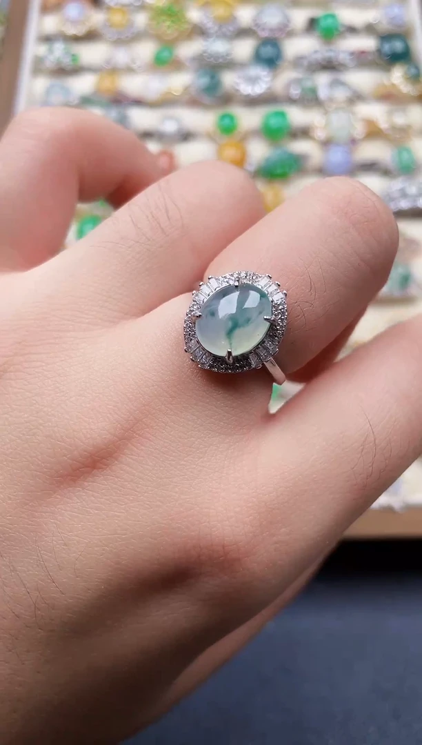 银S925镶嵌戒指翡翠180