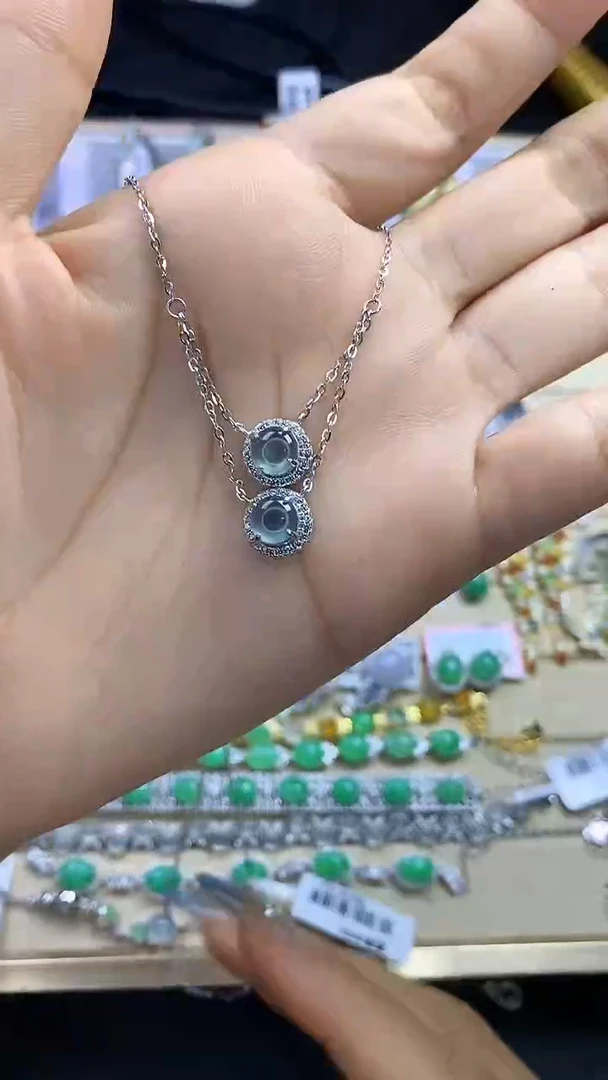 翡翠戒指银S925镶嵌翡翠 蛋面 银S925镶嵌