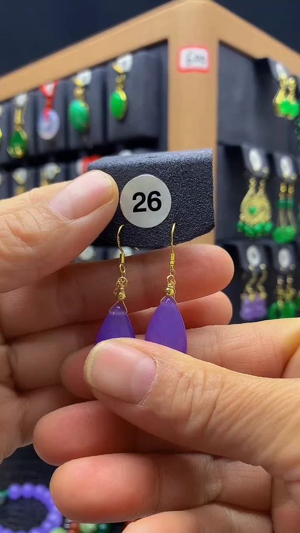 【闪购商品】玛瑙/玉髓耳坠银S925镀金镶嵌耳饰