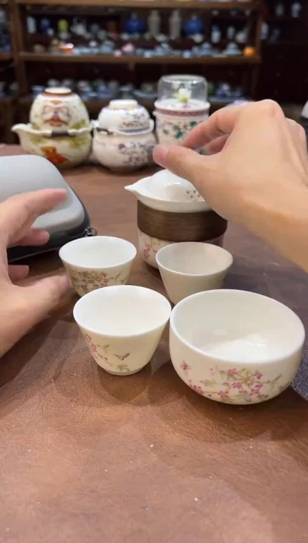 真的很便宜超好看会开片的旅行茶具