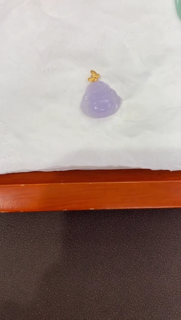 翡翠18K金镶嵌颈饰天然缅甸a货翡翠
