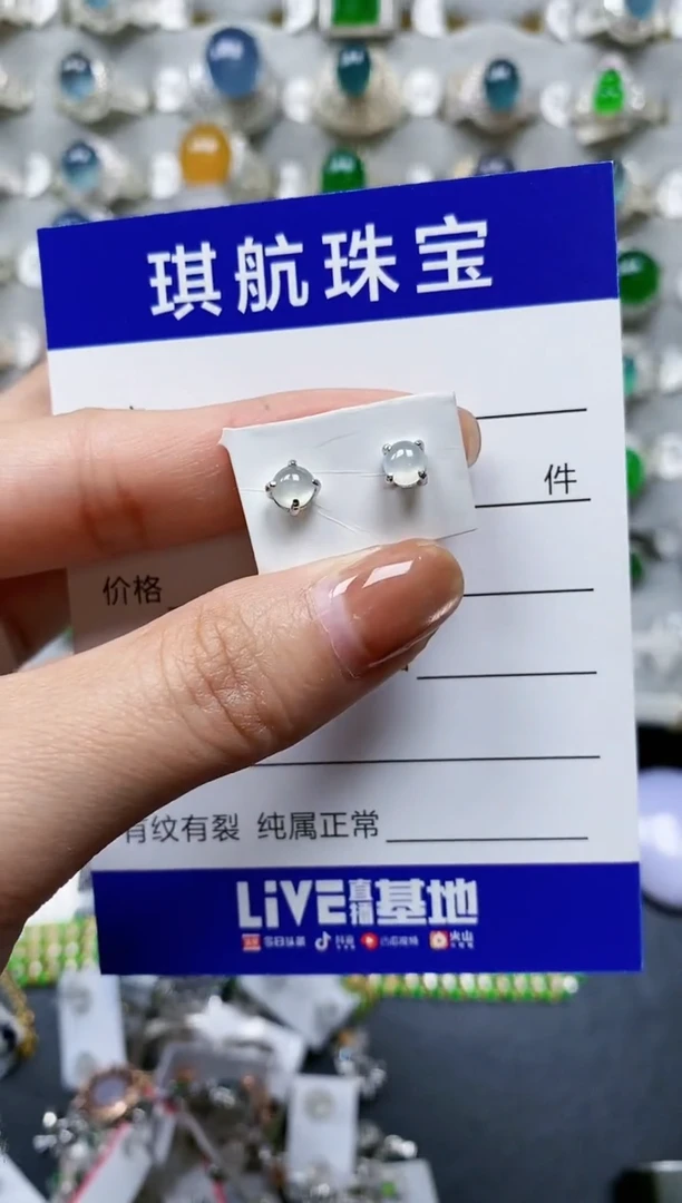【闪购商品】翡翠耳饰银S925镶嵌0608