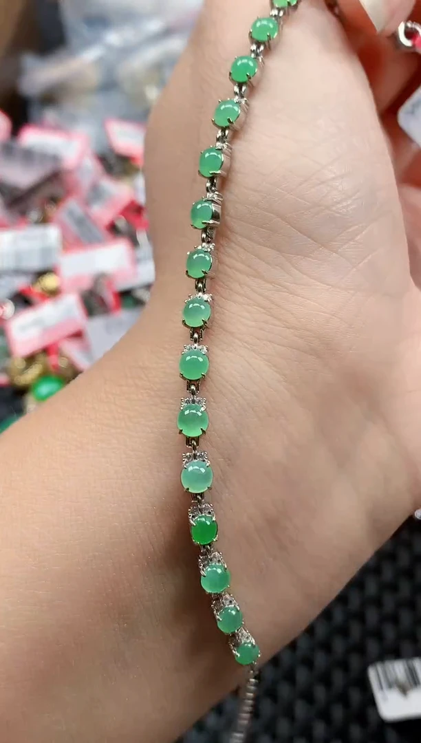 银S925镶嵌戒指翡翠天然A货缅甸翡翠