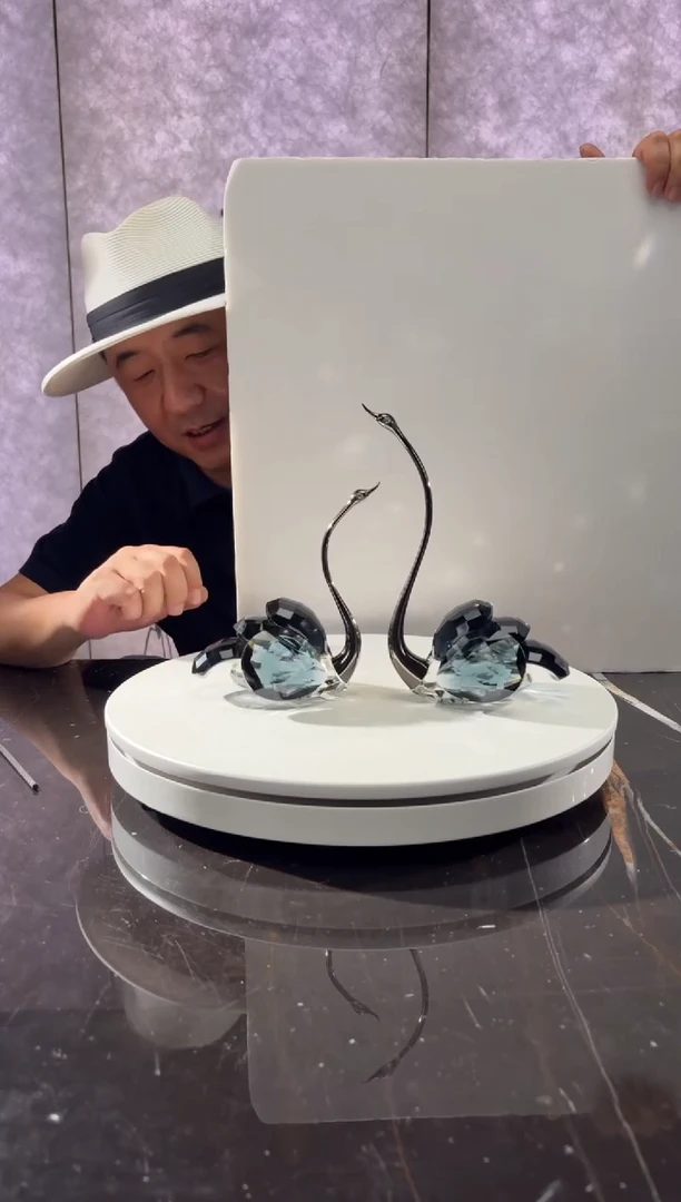 摆件CS0103050墨兰水晶天鹅一对