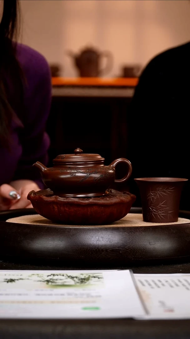 茶壶紫砂YYF32 虚扁  紫泥  200cc