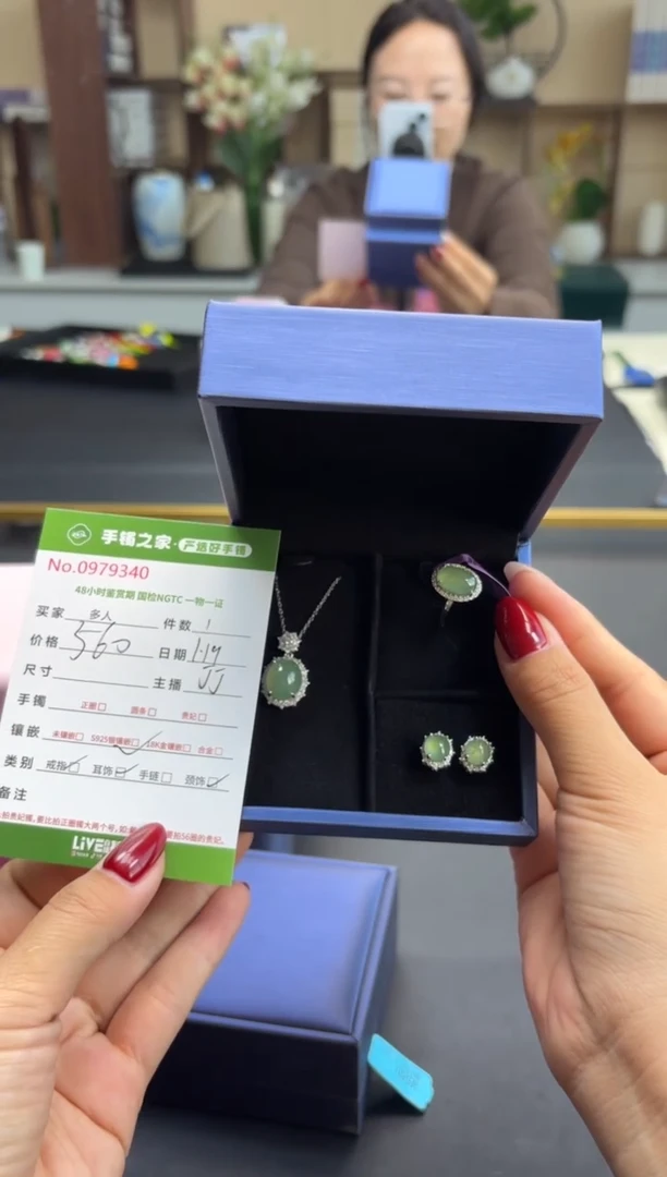 【闪购商品】翡翠套链银S925镶嵌多人