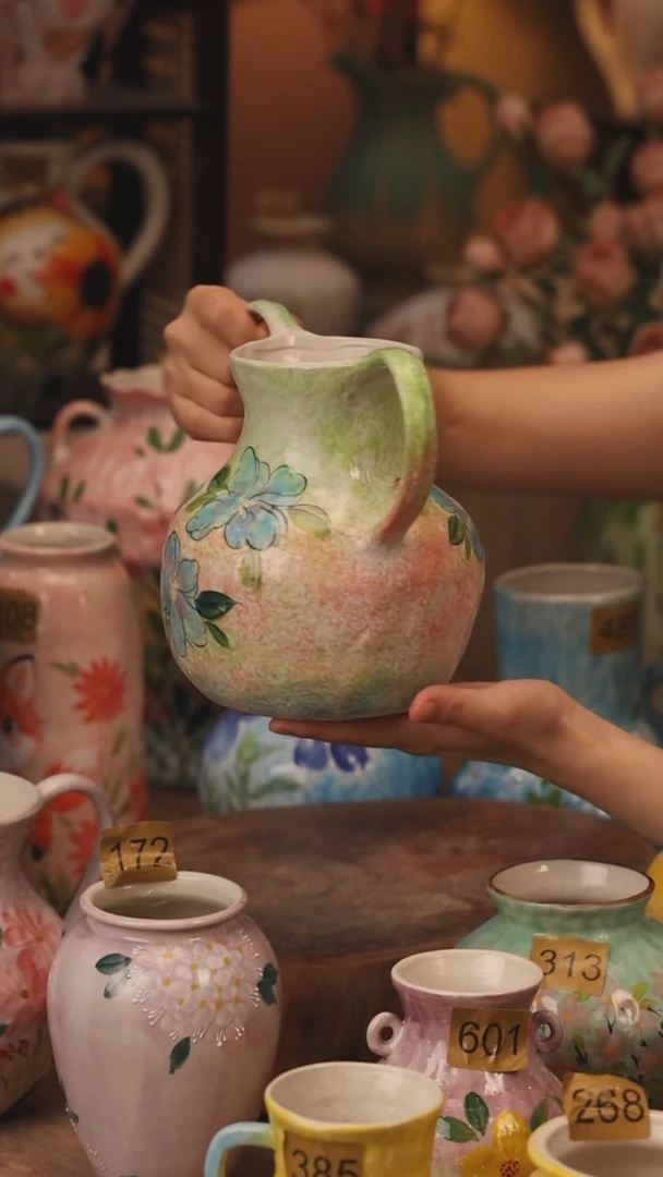 陶瓷494景德镇设计师手作花器摆件侘寂风