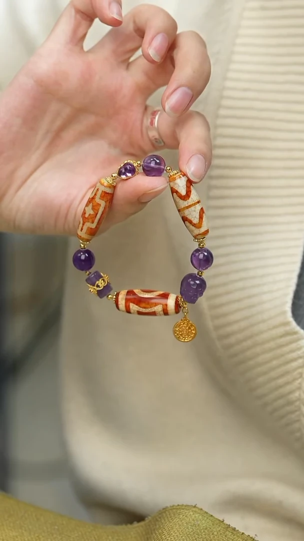 未镶嵌手链玛瑙/玉髓（覆膜）【异地财】天珠手链 S348 多样性发一