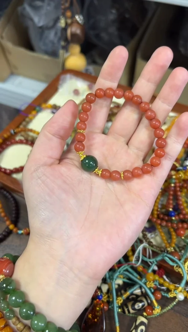 手链未镶嵌南红玛瑙磨砂南红玛瑙和田款手链[0872]