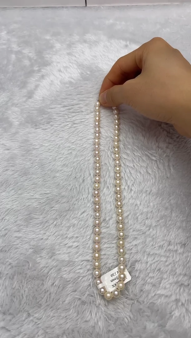 项链银S925镶嵌海水珍珠AK羽皇金6.5-7mm