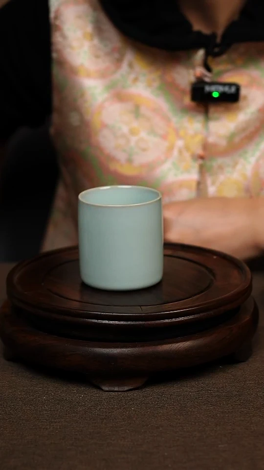 瓷片天青色直口杯100ml微瑕不带礼盒