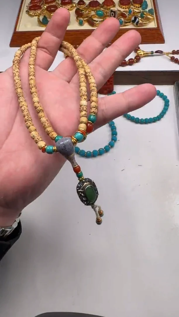 手串菩提18K金镶嵌贝**～手串手串