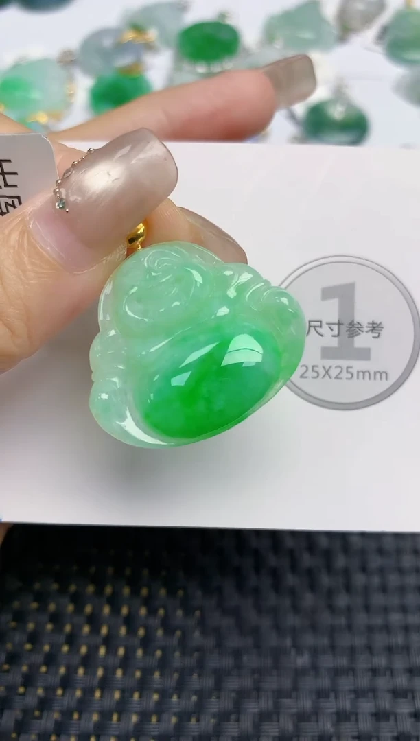 颈饰18K金镶嵌翡翠天然缅甸A货翡翠百元以上9元证书费自理