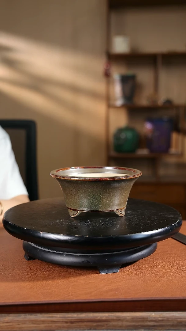 【限时买三免一活动】家居级6寸反口小圆盆茶叶末福利款15x7cm补单