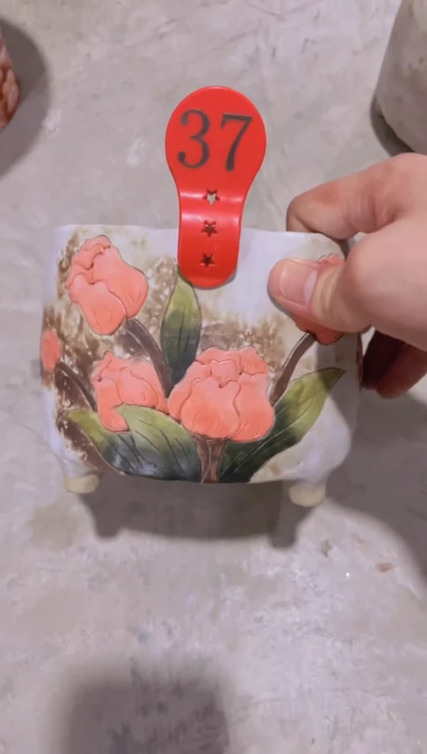 摆件37陶花岛多肉花盆罐—手工痕迹默认，大小会有1-2公分误差