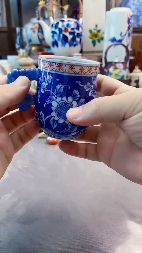 瓷片华山万右卫门青花杯