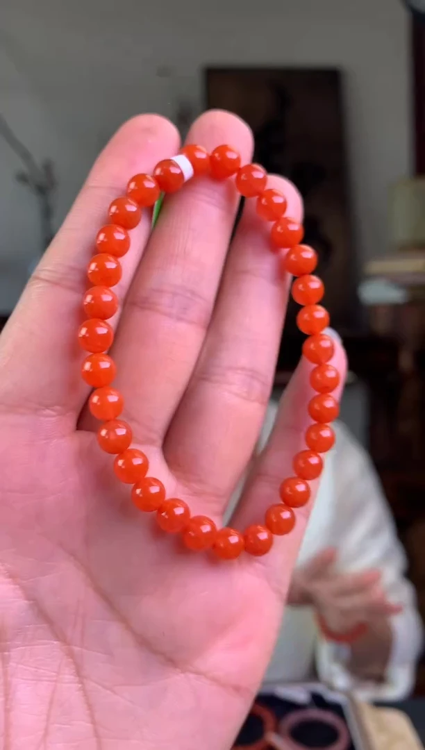 未镶嵌手串南红玛瑙樱桃红卡6单圈