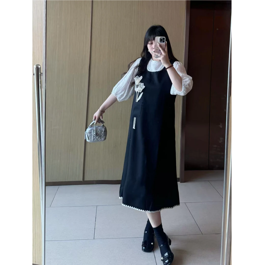 舒舒【优雅小花】复古温柔直筒显瘦大码套装裙