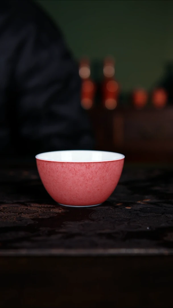 杯子白泥景德镇纯手工陶瓷豇豆红