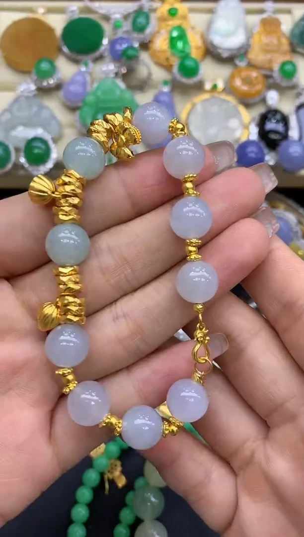 足金镶嵌手链翡翠303-中国好珍宝