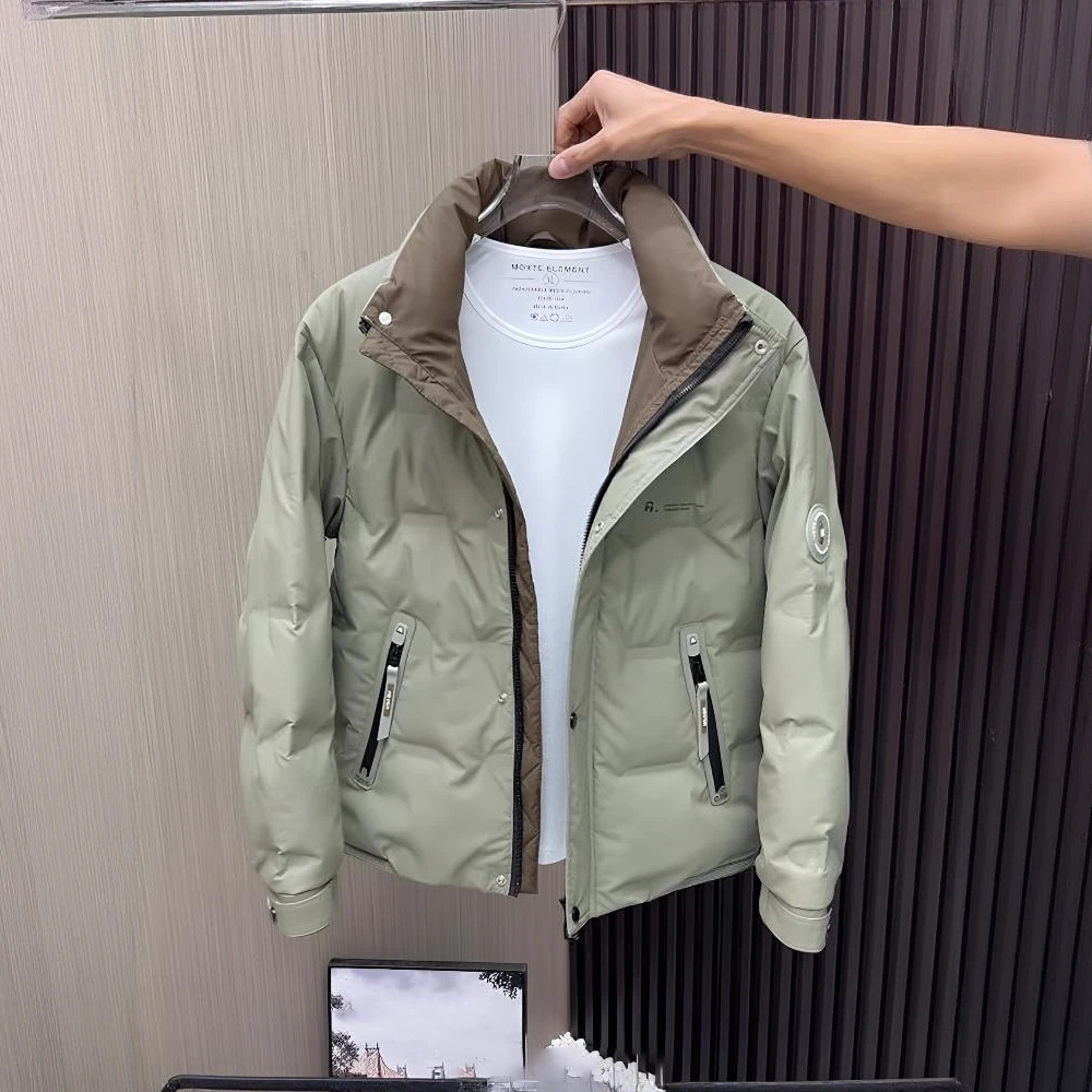 时尚百搭帅气潮流男士立领短款冬季加厚保暖防风防水秋冬羽绒服