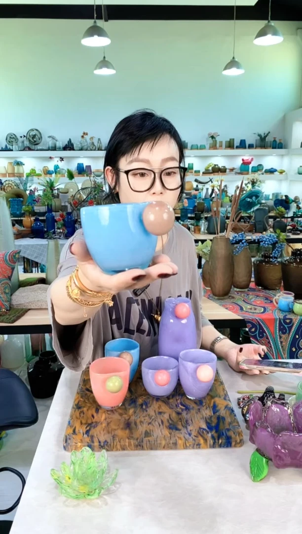 慕忆家手作琉璃花瓶矮