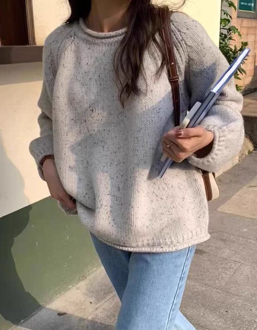 韩系春款经典百搭款羊毛卷卷边氛围感毛衣