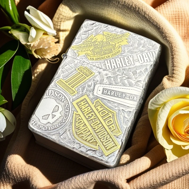 ZIPPO打火机哈雷十一章镀银鎏金双色敢死队3D浮雕手雕DYJ1