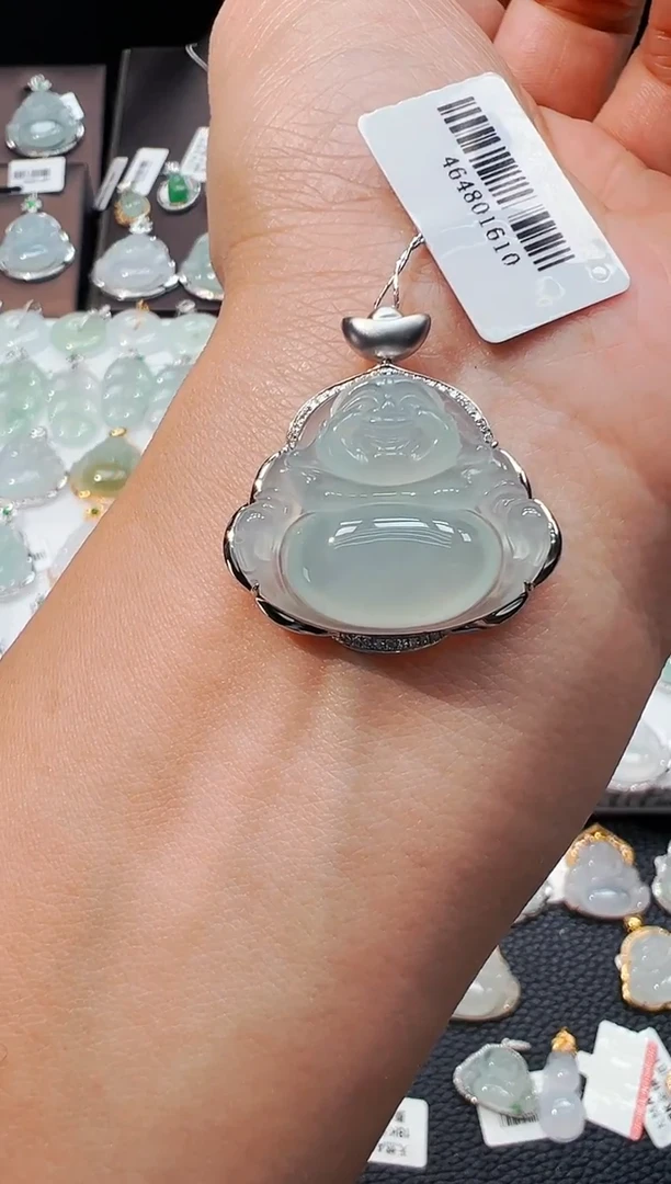 吊坠(不含链)18K金镶嵌翡翠佛公吊坠1610