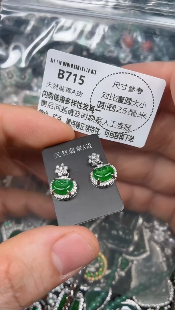 颈饰未镶嵌翡翠B715耳钉
