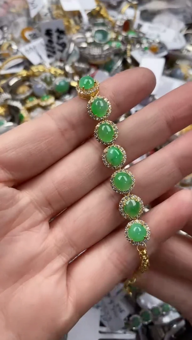 银S925镶嵌戒指翡翠444      8