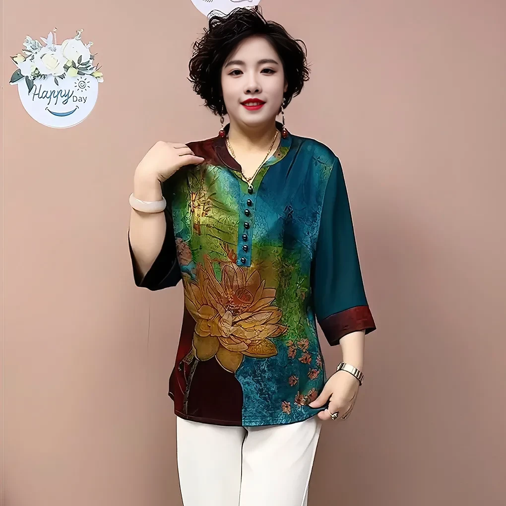 母亲节夏季新款新中式妈妈装中老年宽松衣服气质大码年轻女士上衣