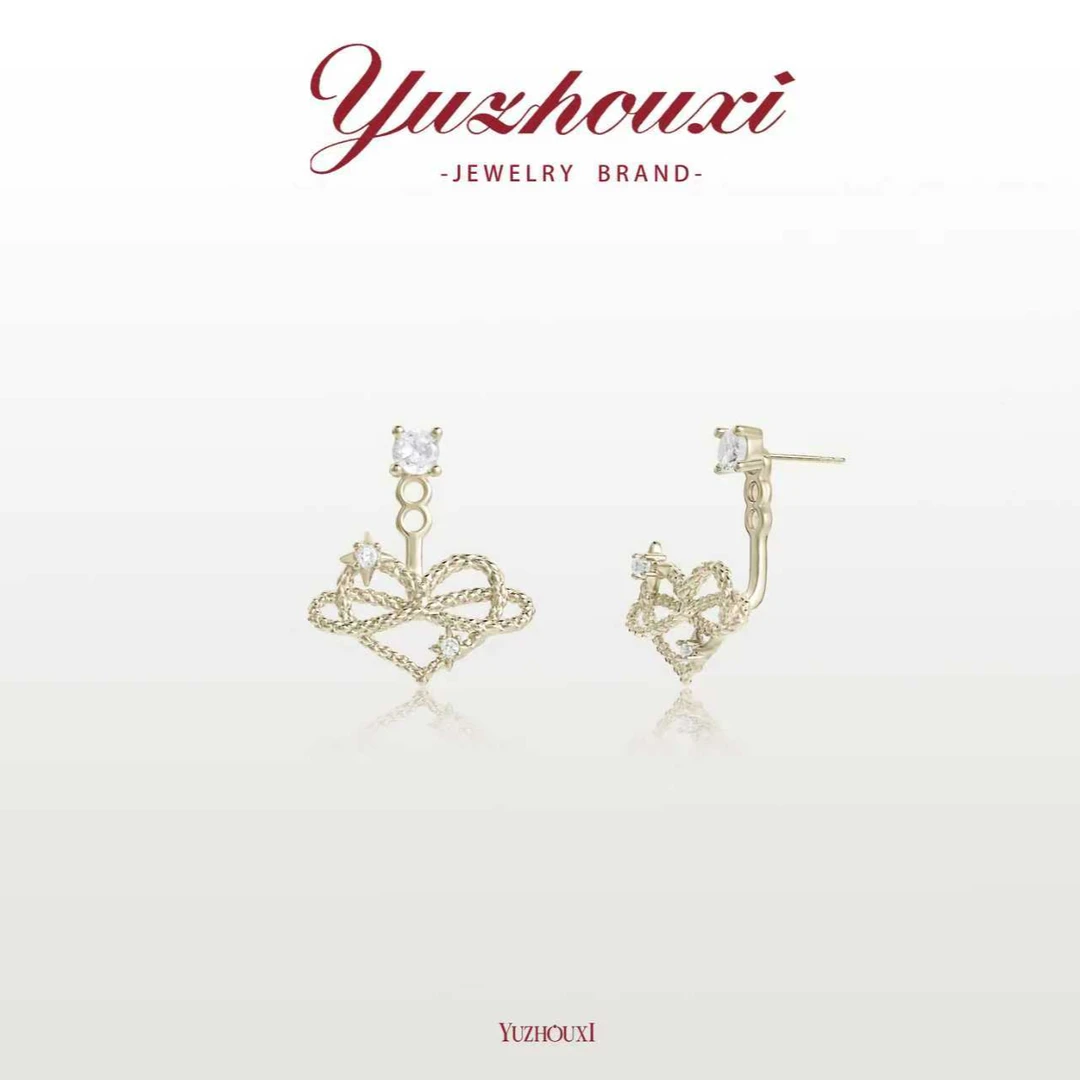 铜合金锆石耳饰 I3-165【浅金色錾刻线条白锆石耳钉】