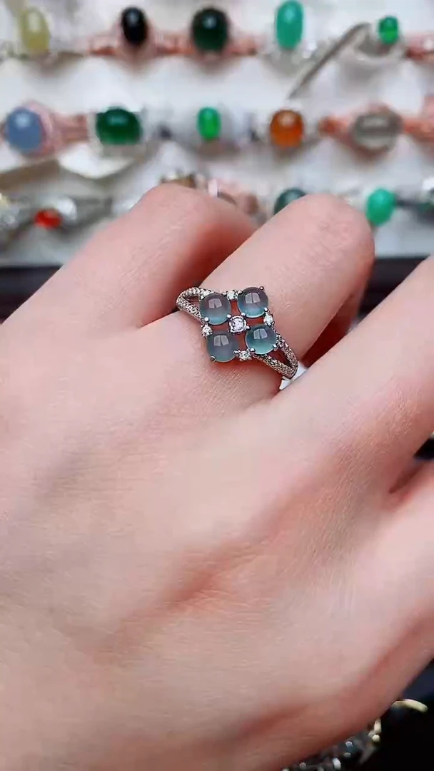 银S925镶嵌戒指翡翠...