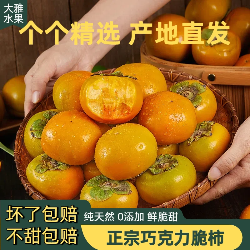 正宗阳丰脆柿巧克力冰糖心脆甜多汁不涩无核自家果园新鲜直发包邮