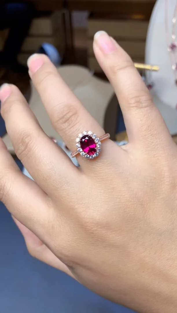 银S925镶嵌戒指石榴石镁铝