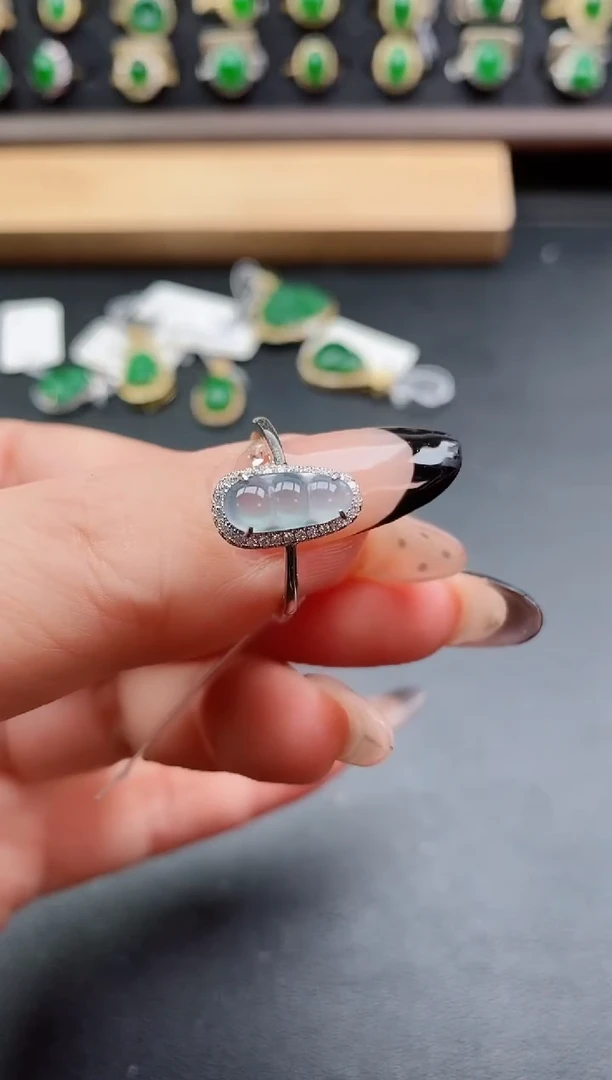 银S925镶嵌戒指翡翠1