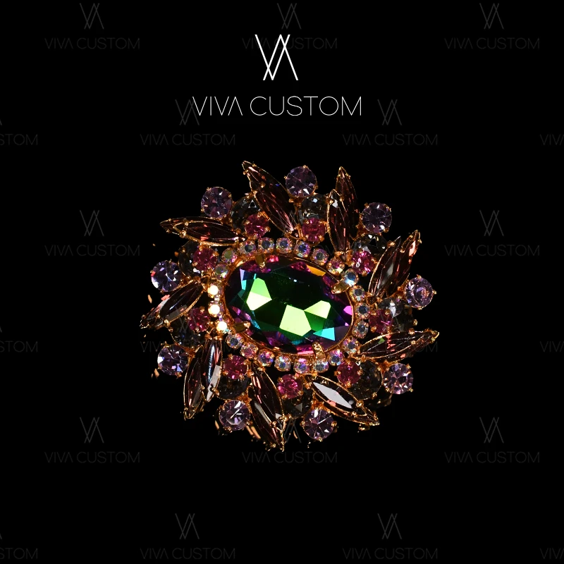 铜合金合成锆石胸针 （精工系列）时尚百搭复古炫彩胸针