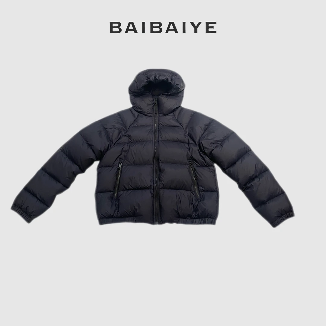 鹅绒高级时髦复古纯色连帽羽绒服【BAIBAIYE】Z24FA552