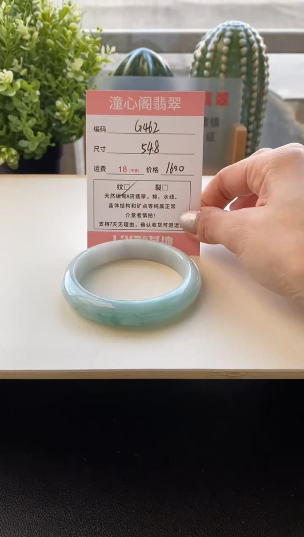 未镶嵌手镯翡翠圈口54.8编码G462