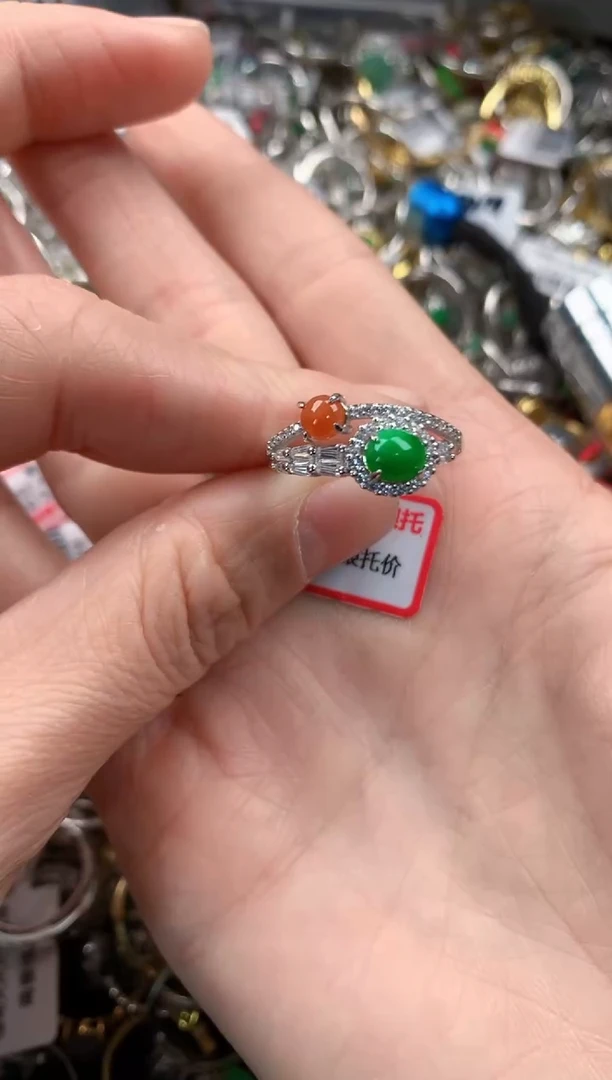银S925镶嵌戒指翡翠555  5