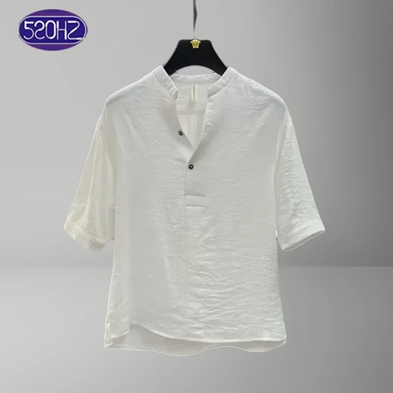 2025夏季新款男士时尚休闲百搭T恤简约高级感轻薄透气清爽短袖