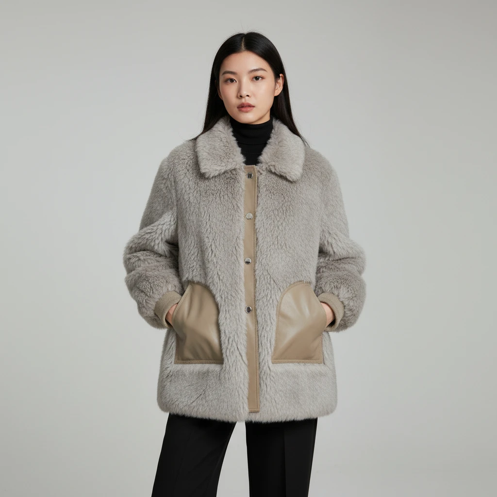 HONB红贝缇时尚秋冬绵羊毛皮草外套