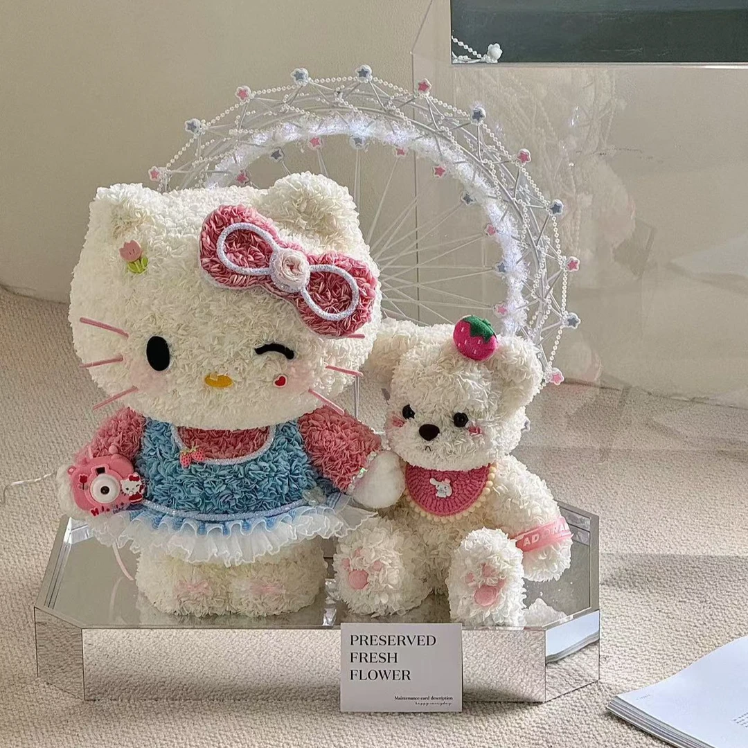 《L B D R》呆萌巨型摩天轮蓝裙hellokitty猫和莉莉熊永生花礼盒