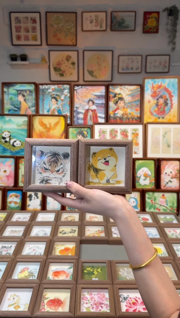 国画小老虎 小柴犬 一组11