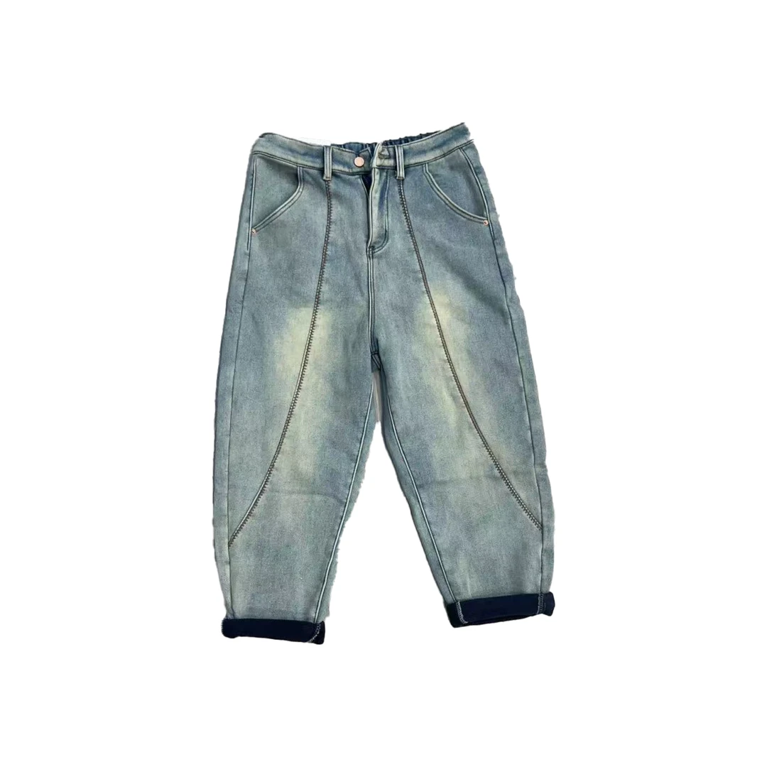 【KK推荐】2024秋冬季新款时尚百搭加绒牛仔裤7387